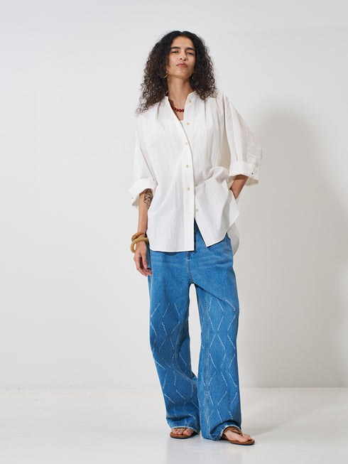 【 予約:2月上旬 】LASER CUT WIDE DENIM /Y261-31001